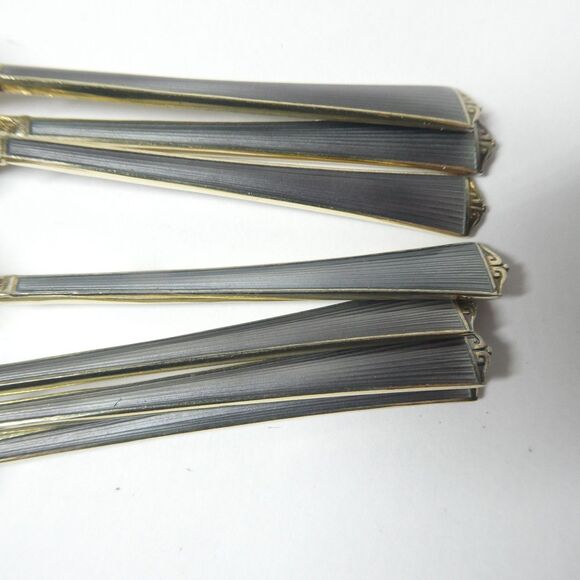 Set of 7 Spoons 3.75" Bernard Mendahl 925 Sterling Norway Gray Guilloche Enamel - Picture 9 of 12